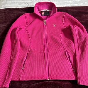 Spyder M Pink Knit Full Zip Fleece-Lined Jacket
